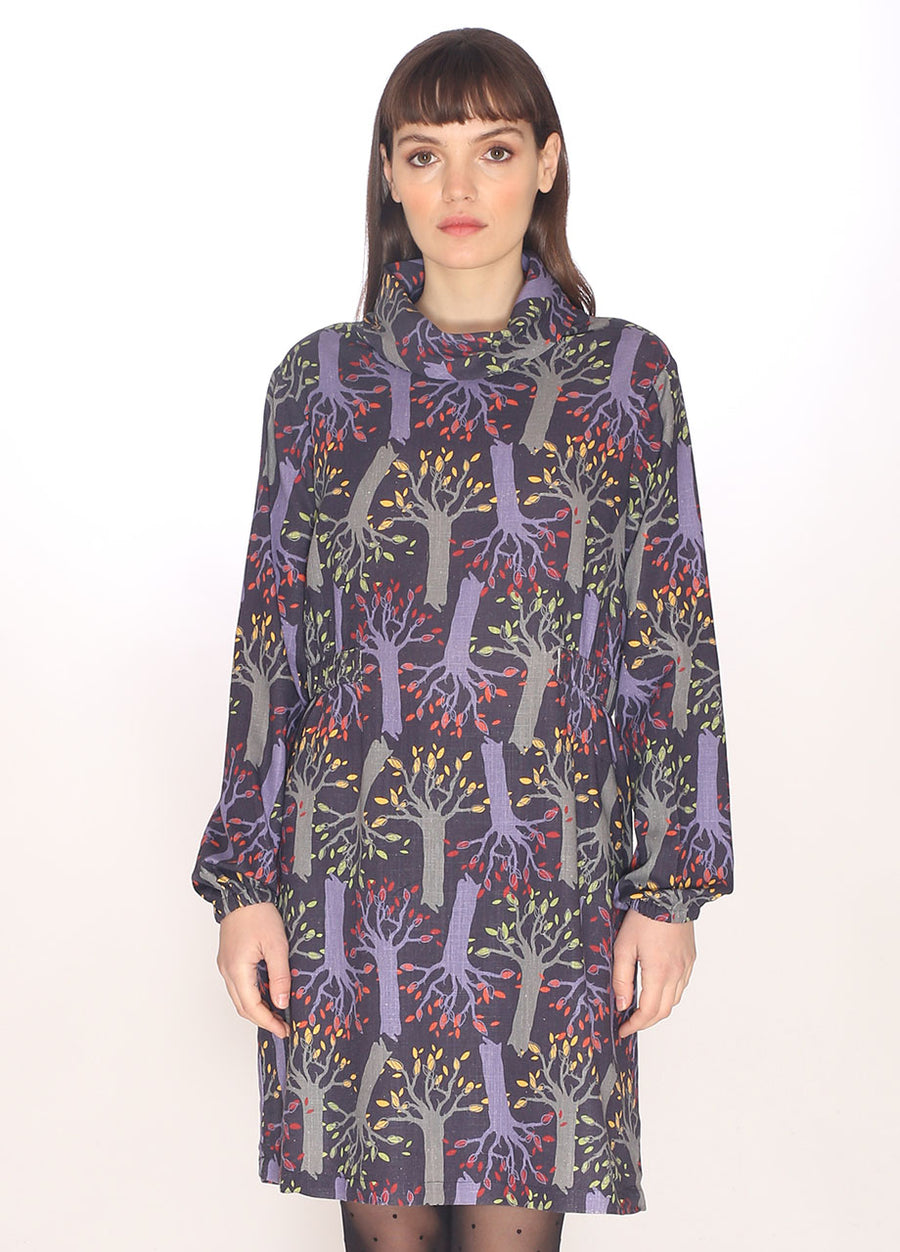 110146_TREES POLO NECK DRESS