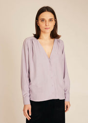 VNECK SILKY SHIRT LILAC