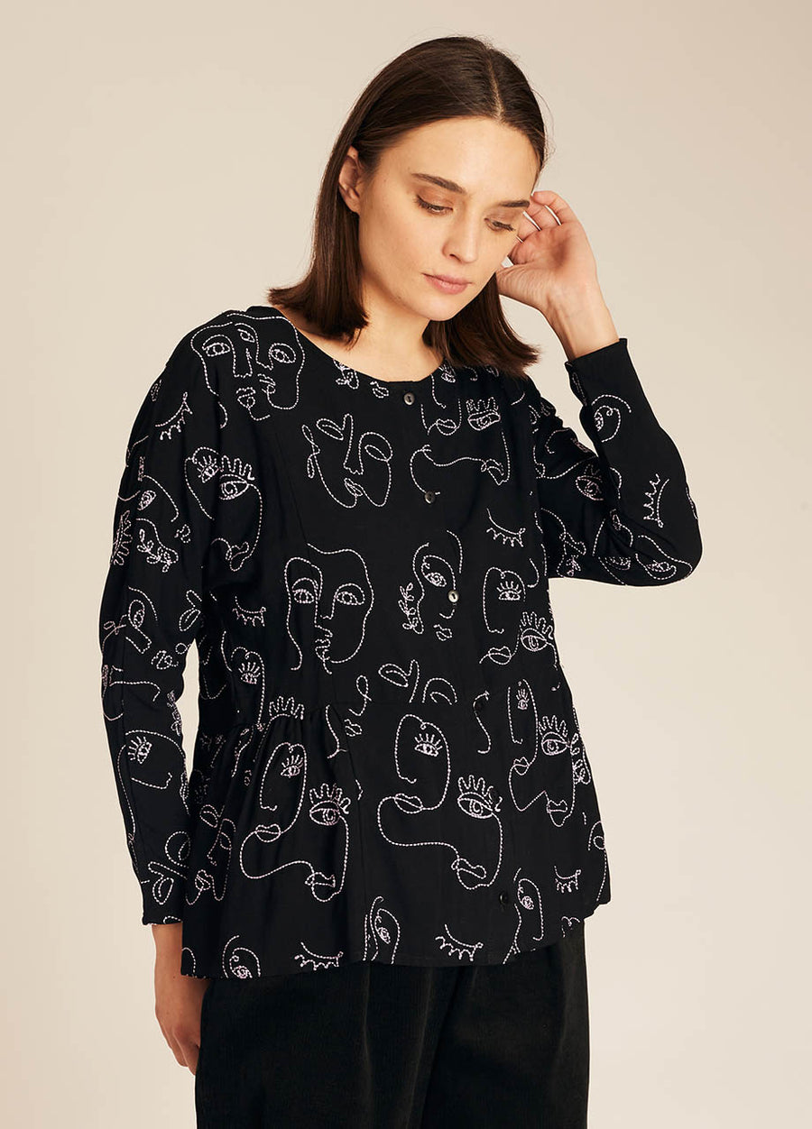 FACES EMBROIDERY SHIRT