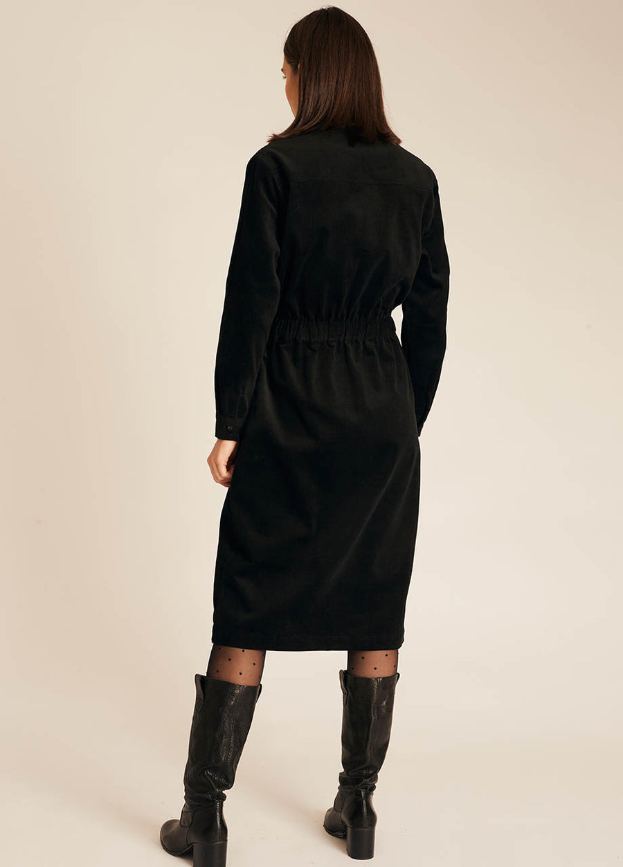 THIN CORDUROY DRESS BLACK