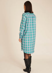 SQUARES SHORT DRESS TURQUOISE