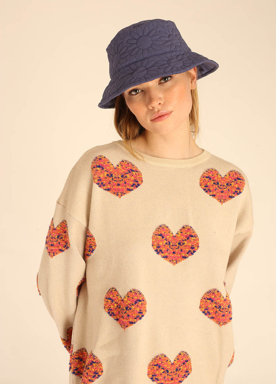 HAT DAISY EMB INDIGO