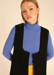 LONG WAISCOAT FLUFFY BLACK