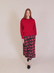 RED CARDIGAN WITH HEART BUTTONS