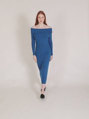 Off-the-shoulder blue dress