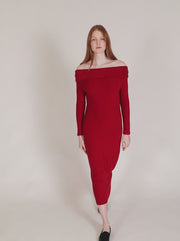 Off-the-shoulder red dress