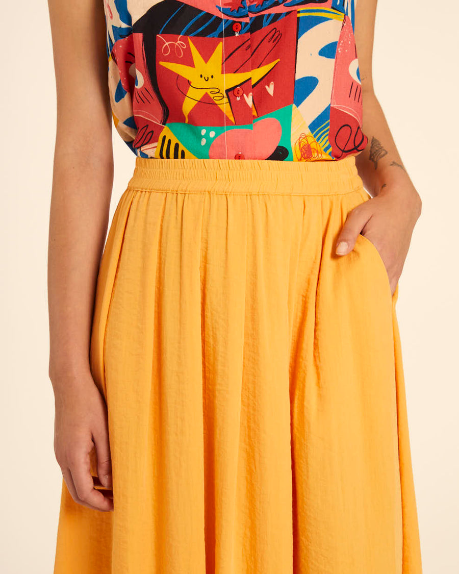 FALDA LARGA RIZADA AMARILLO