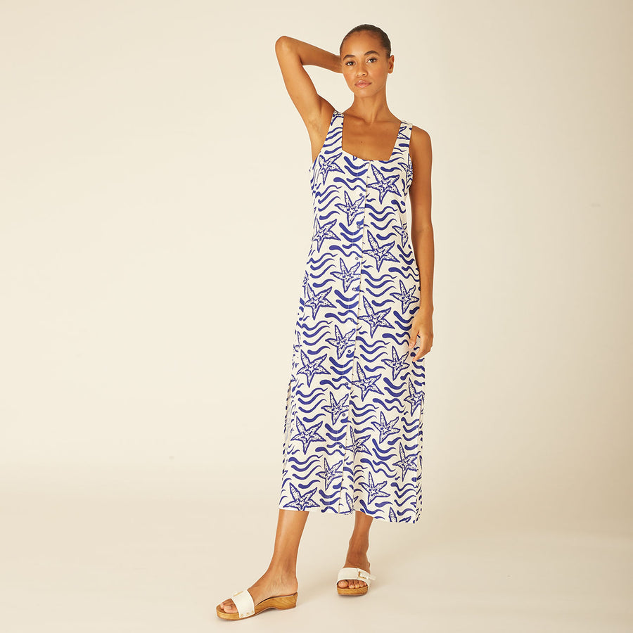 NAVY STARS LONG DRESS