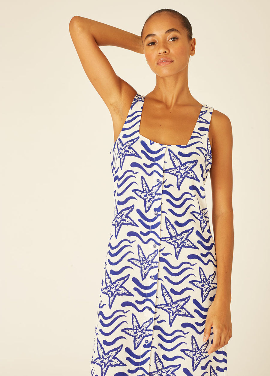 NAVY STARS LONG DRESS