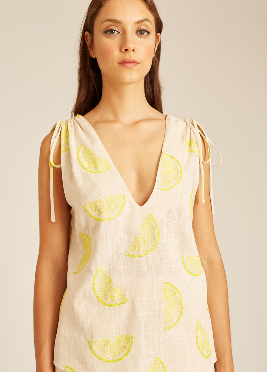 LEMON EMB TOP