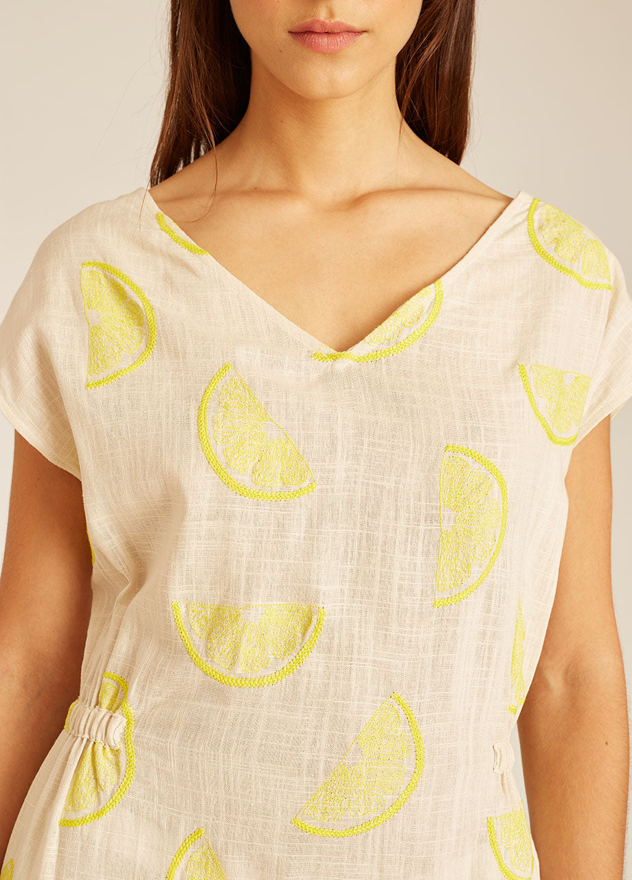 LEMON EMB DRESS