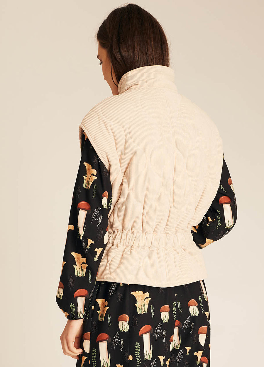 GILET IN VELLUTO A COSTE CREMA