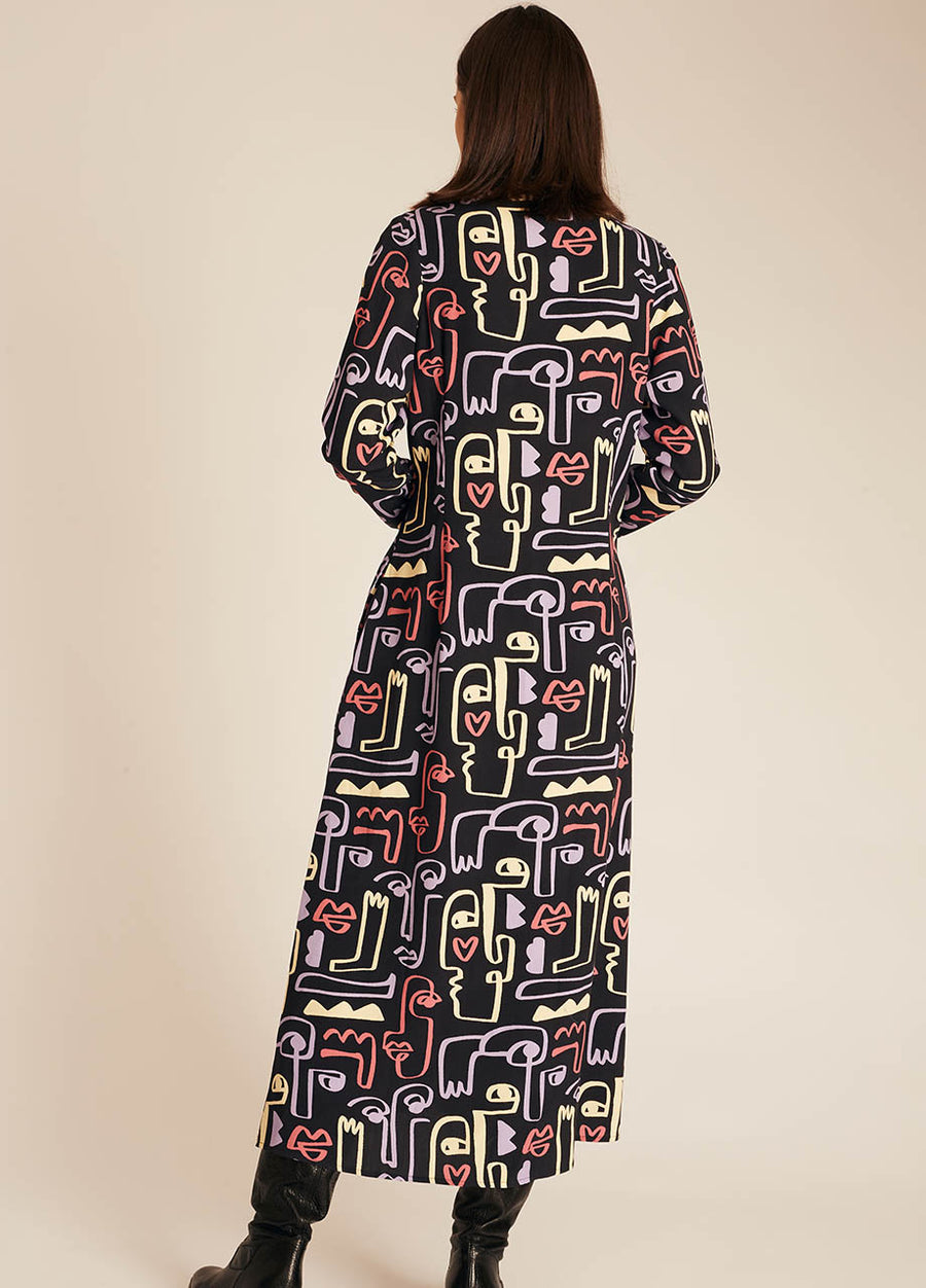 FACE PRINT MIDI DRESS
