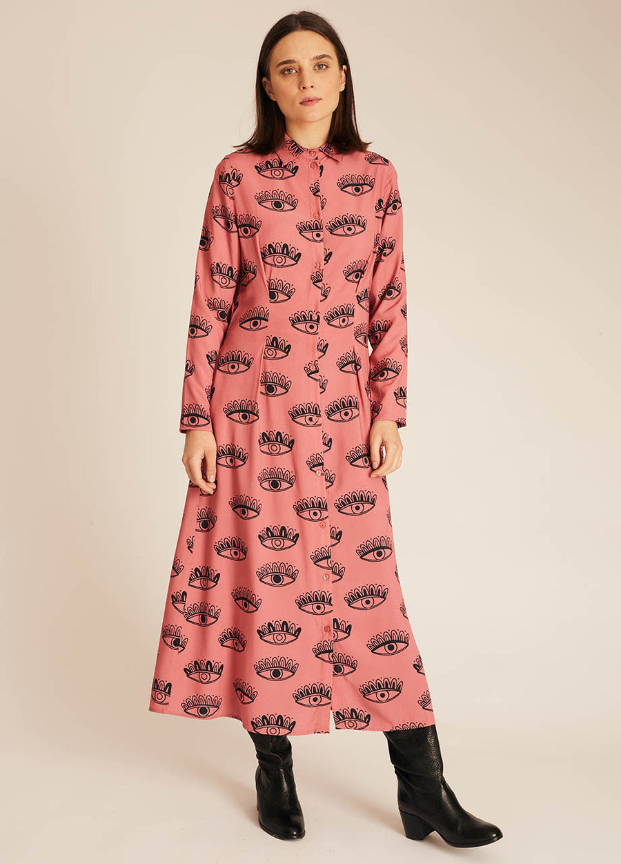 EYES PRINT MIDI DRESS