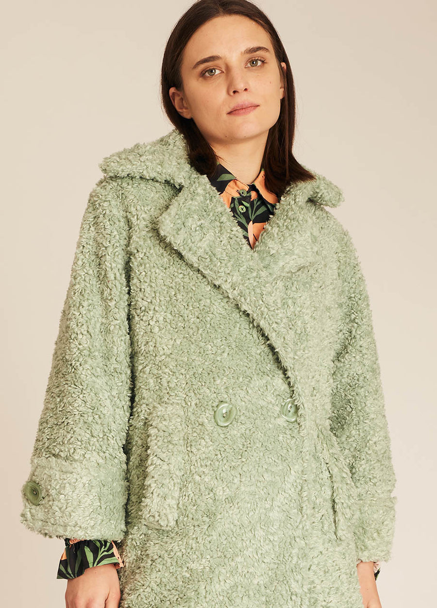 VEGAN SHEEPSKIN COAT GREEN