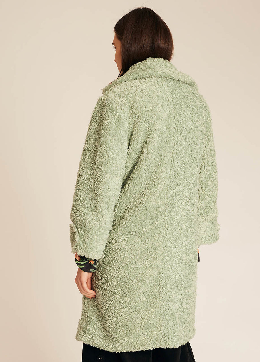 VEGAN SHEEPSKIN COAT GREEN
