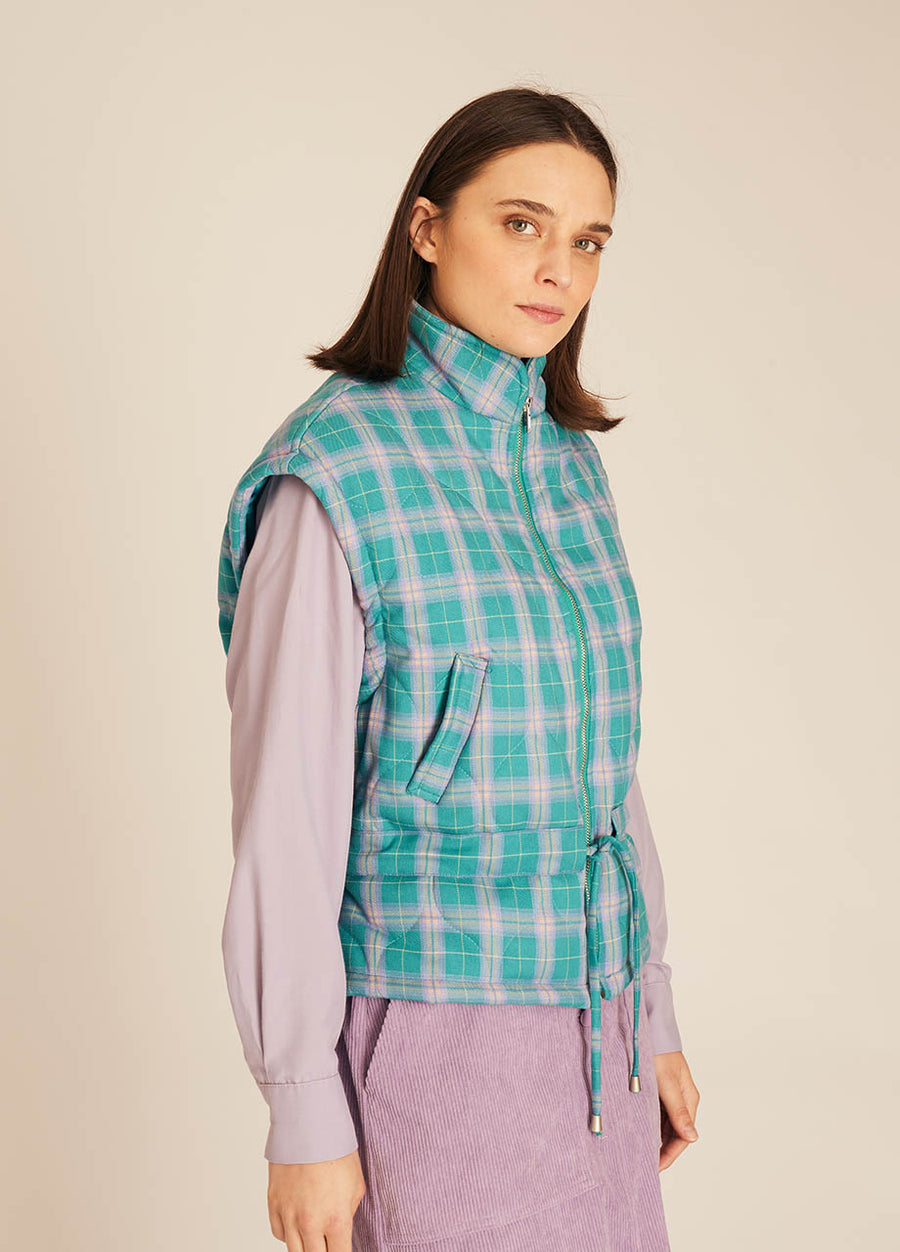 SQUARES WAISCOAT TURQUOISE