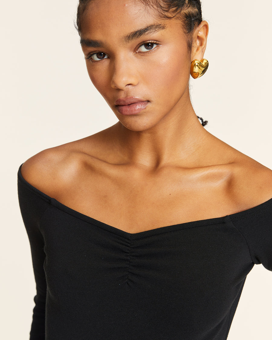 BODY CON FRUNCIDO NEGRO