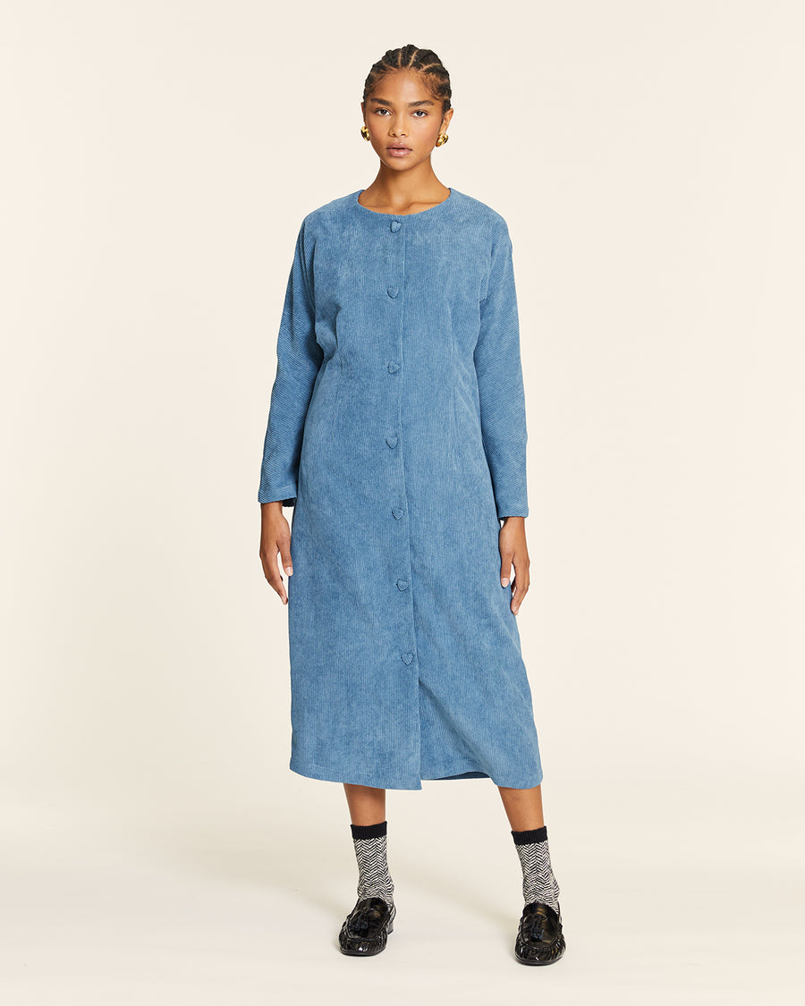 LONG BLUE CORDUROY DRESS – Pepaloves