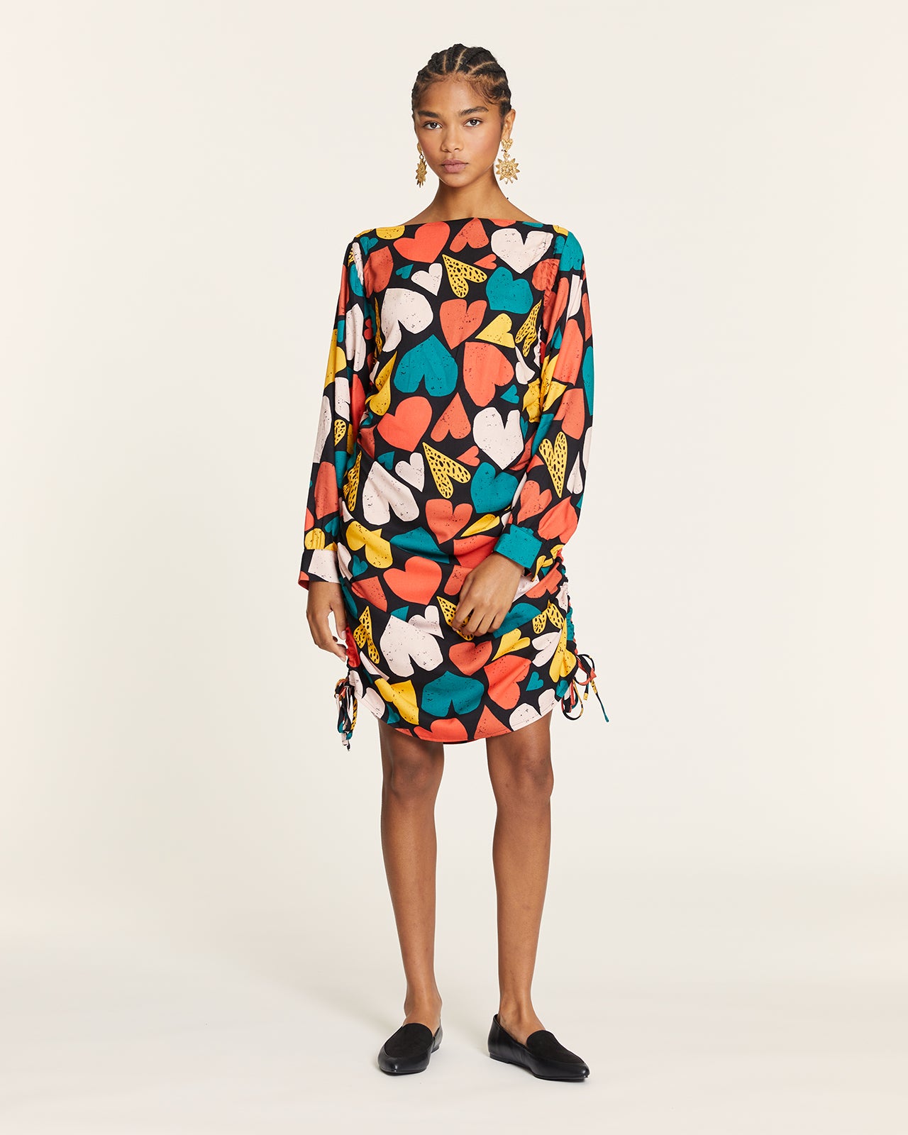 VESTIDO CORAZONES CON FRUNCIDO