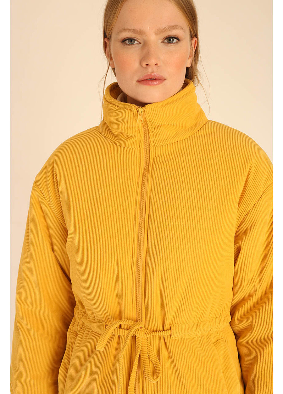 CAPPOTTO IN VELLUTO CON ZIP GIALLO