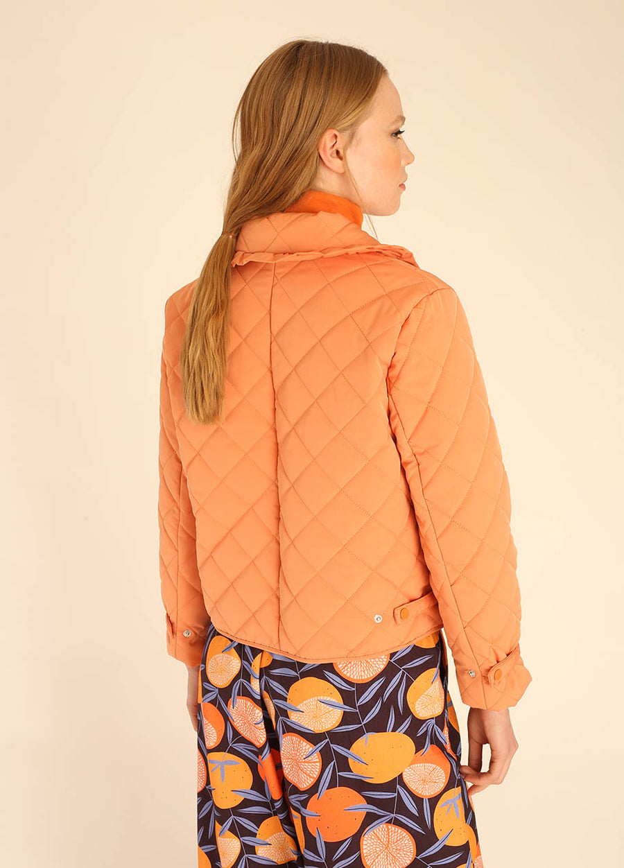 QUILTED CROP JACKET PEACH