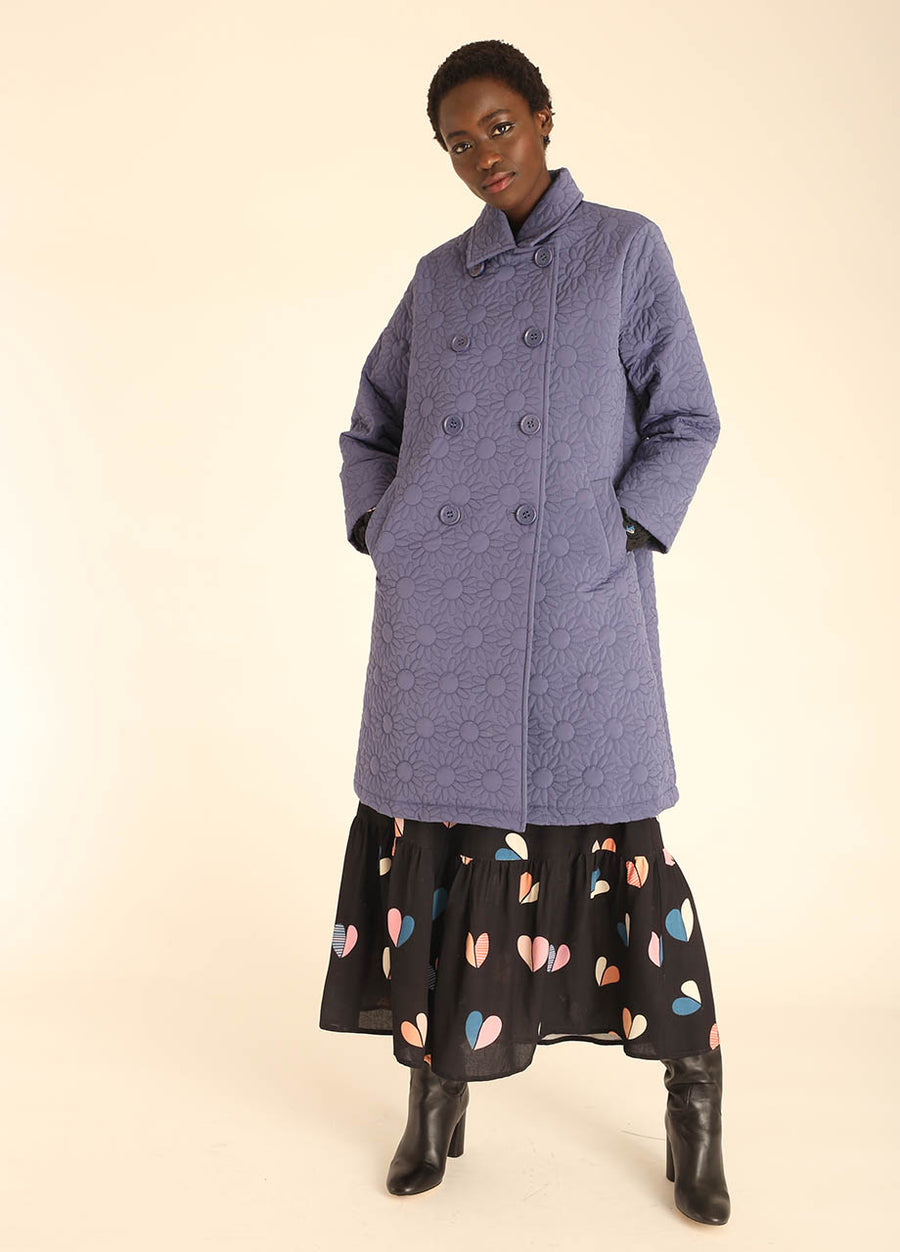 COAT DAISY EMBR INDIGO