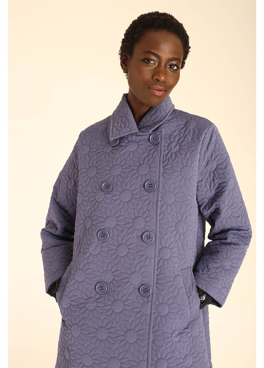 COAT DAISY EMBR INDIGO
