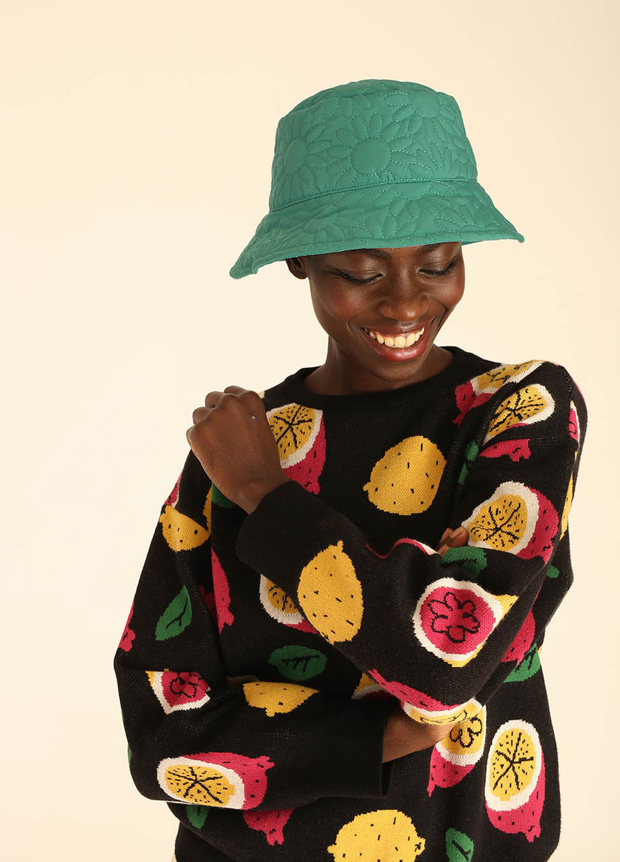 HAT DAISY EMBR GREEN