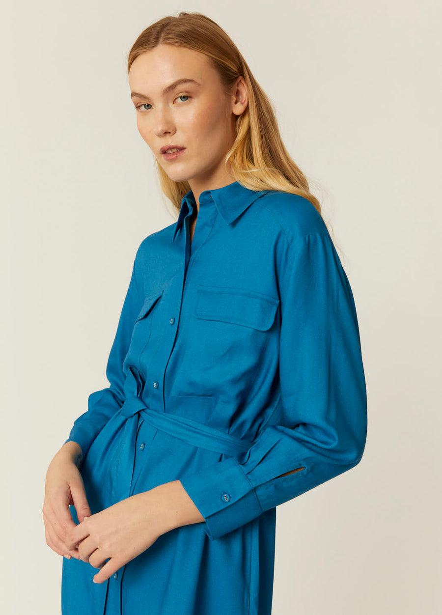 ABITO CAMICIA IN ECOVERO BLU