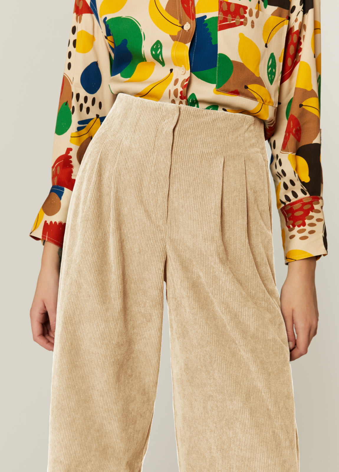 Pantalon pana beige online
