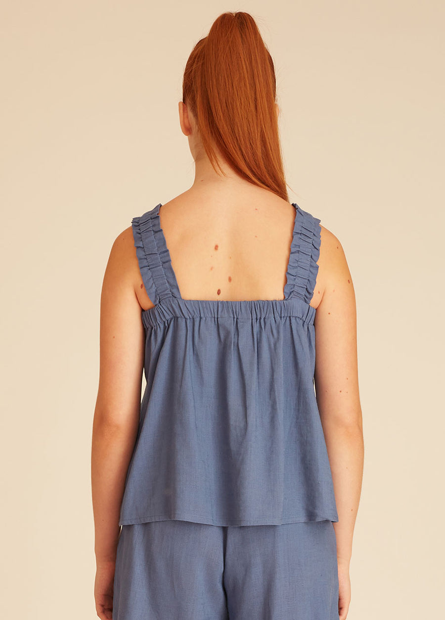 LINEN TOP BLUE