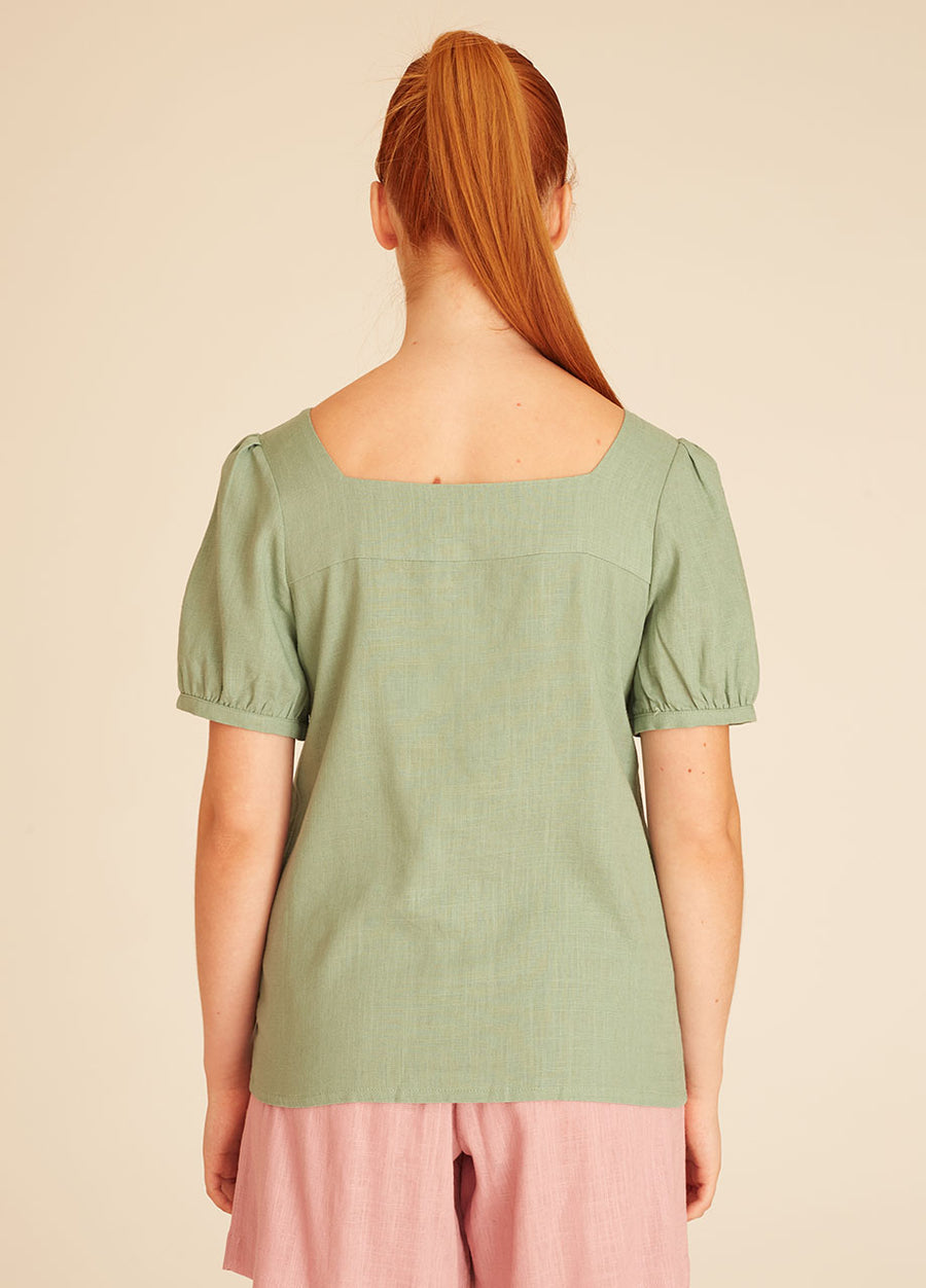 LINEN BLOUSE GREEN