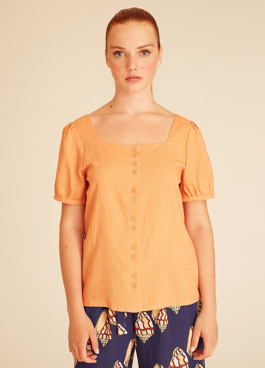 LINEN BLOUSE PEACH