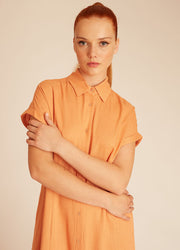 LINEN BUTTONED DRESS PEACH