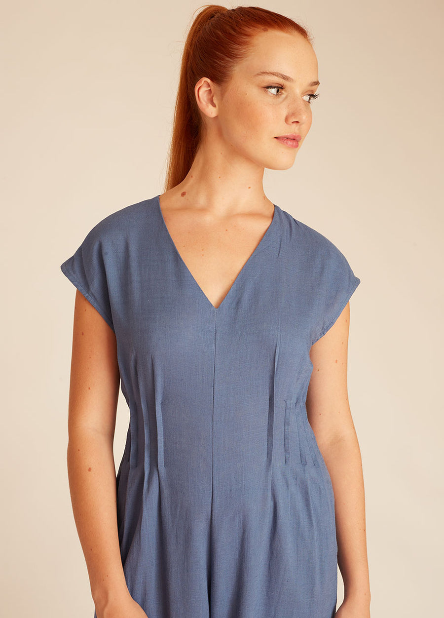 LINEN PLAYSUIT BLUE