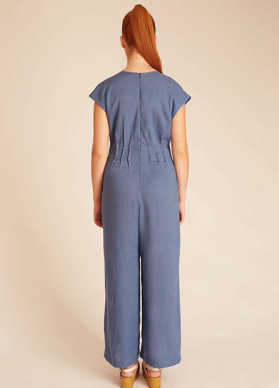 LINEN PLAYSUIT BLUE