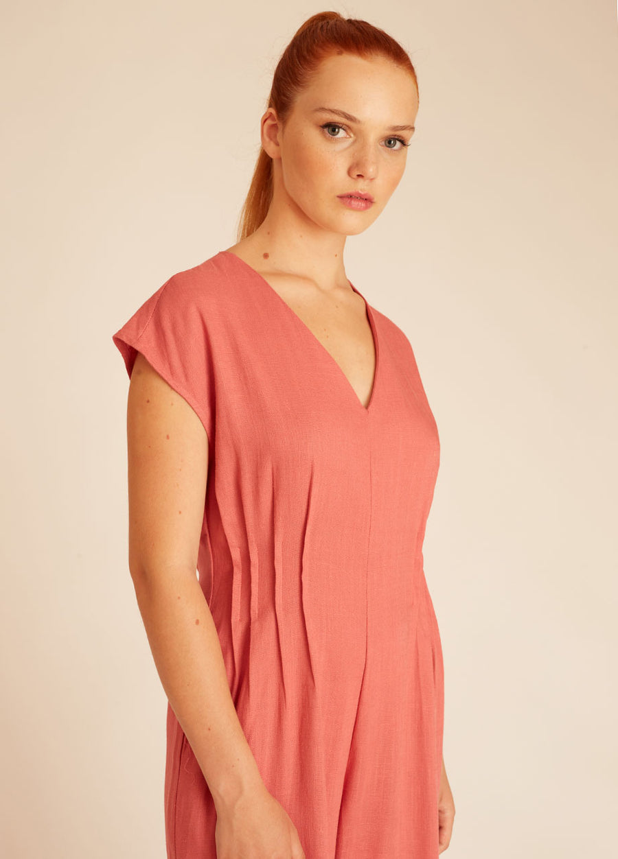 LINEN PLAYSUIT PINK