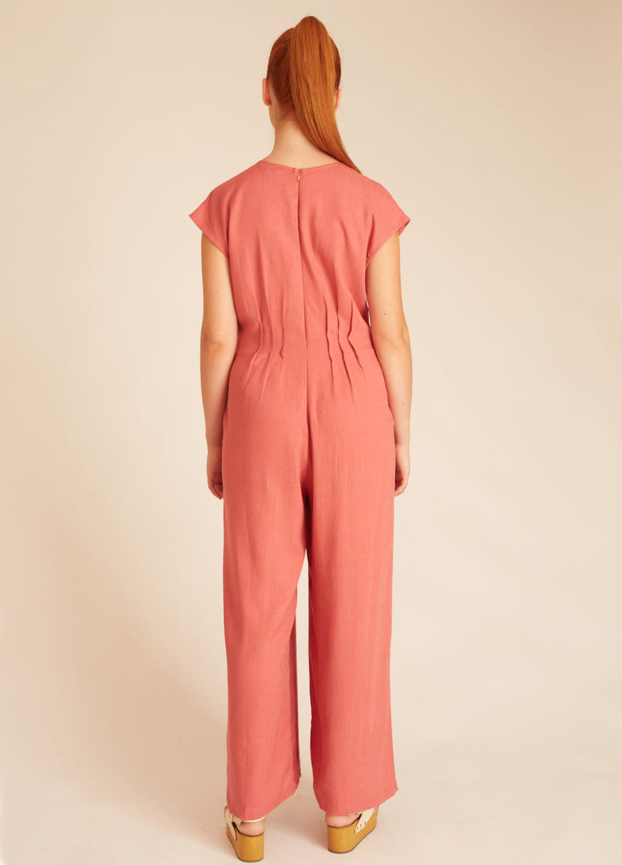 LINEN PLAYSUIT PINK