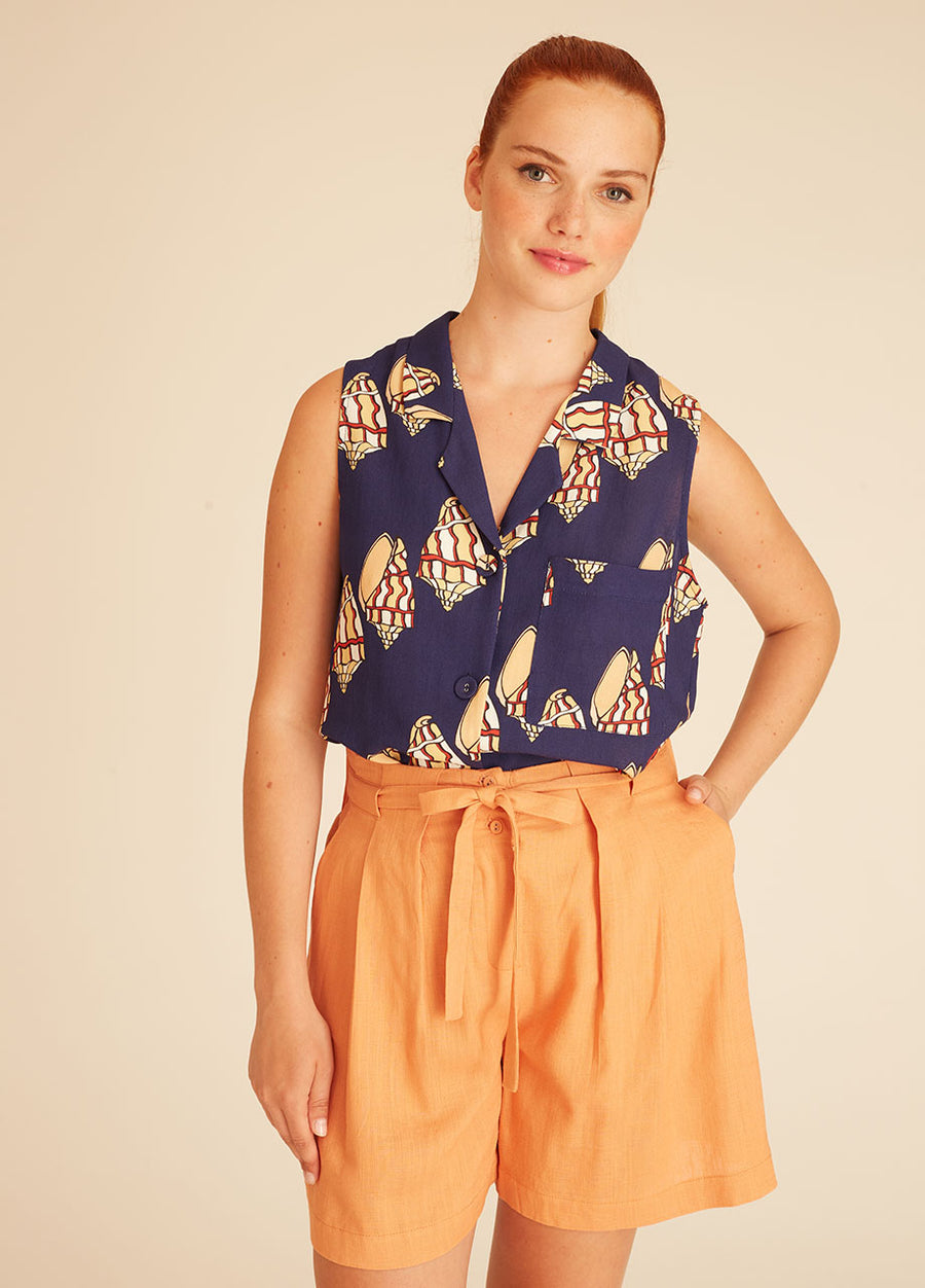 LINEN SHORT PEACH