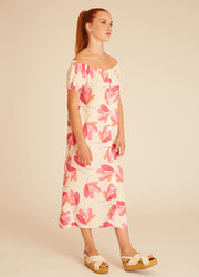 PINK FLOWERS BARDOT DRESS