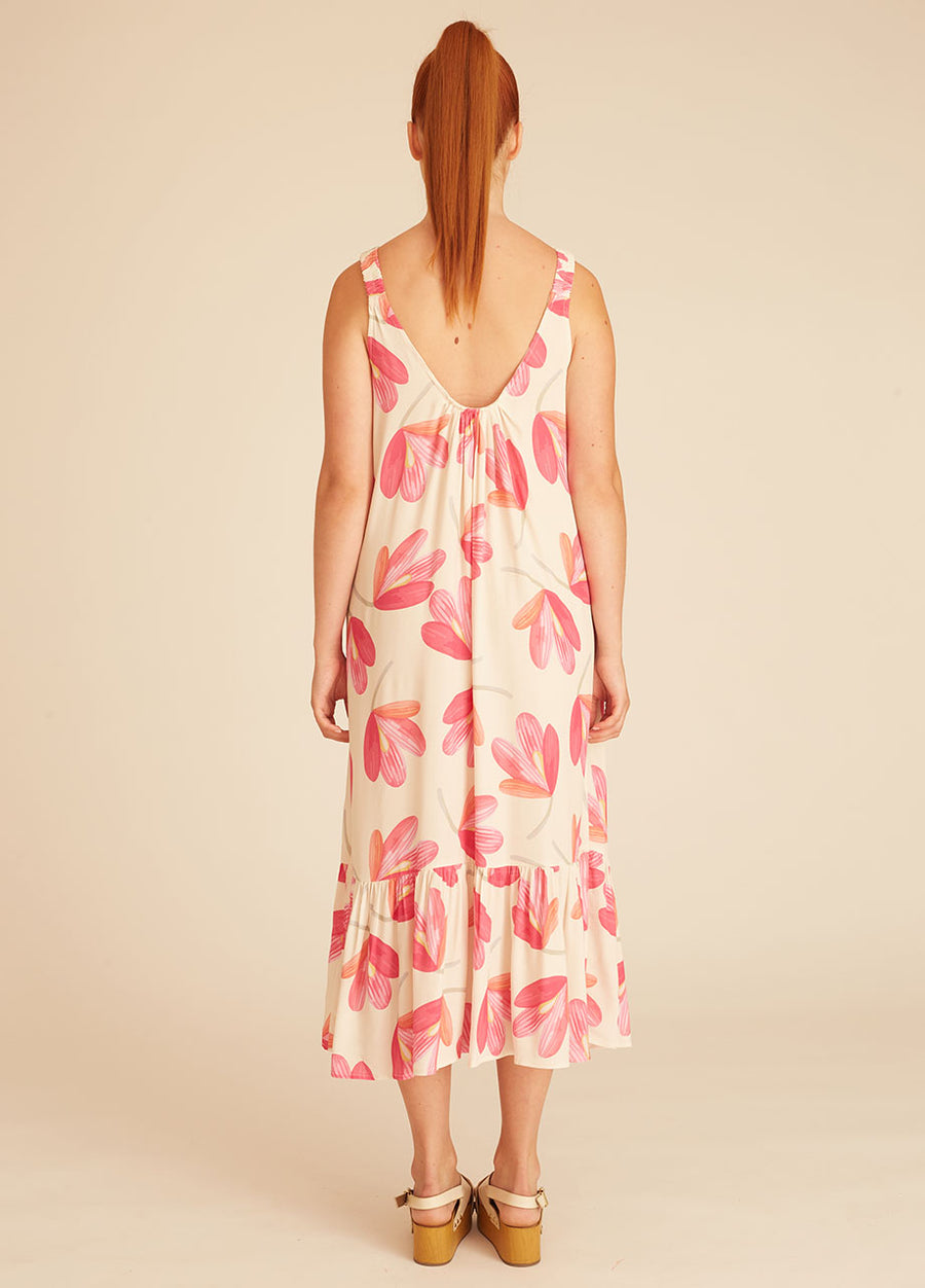 PINK FLOWERS LONG DRESS