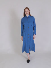 VESTIDO LARGO CON BOTONES CORAZON AZUL