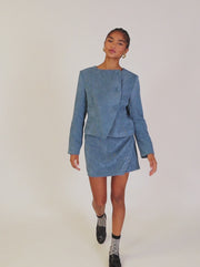 FALDA MINI DE PANA AZUL