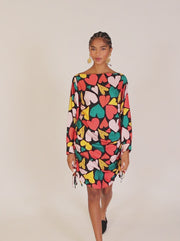 Hearts dress with gathering