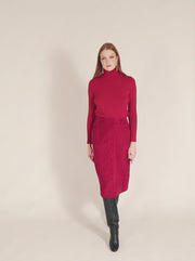 RED SWAN NECK KNIT TOP
