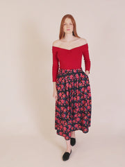 CURLY FLORAL SKIRT