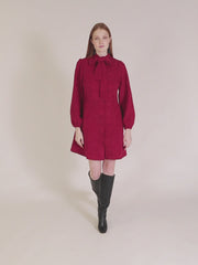 VESTIDO DE PANA CON LAZADA ROJO